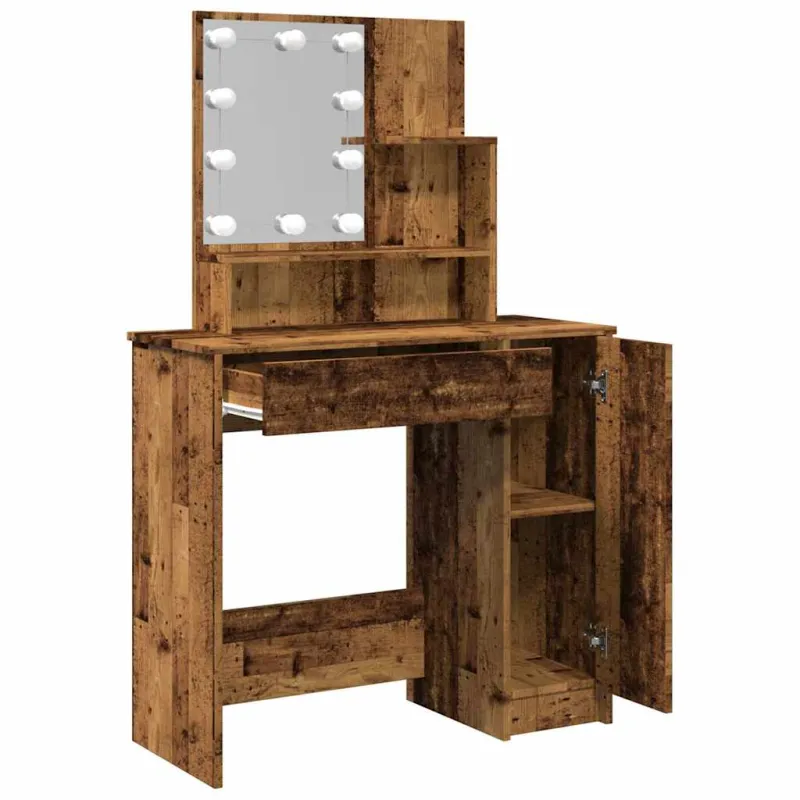 tualetinis staliukas su LED Old Wood 86,5x35x136 cm