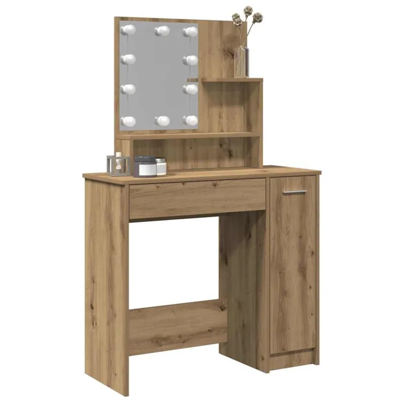 tualetinis staliukas su LED Artisan ąžuolu 86,5x35x136 cm