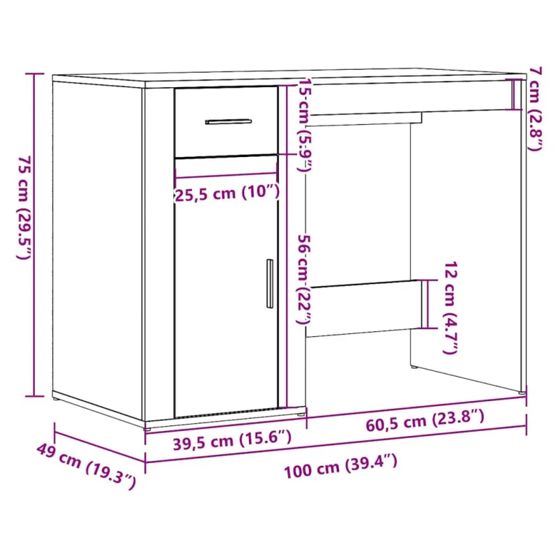 Rašomasis stalas Old Wood 100x49x75 cm Inžinierinė mediena