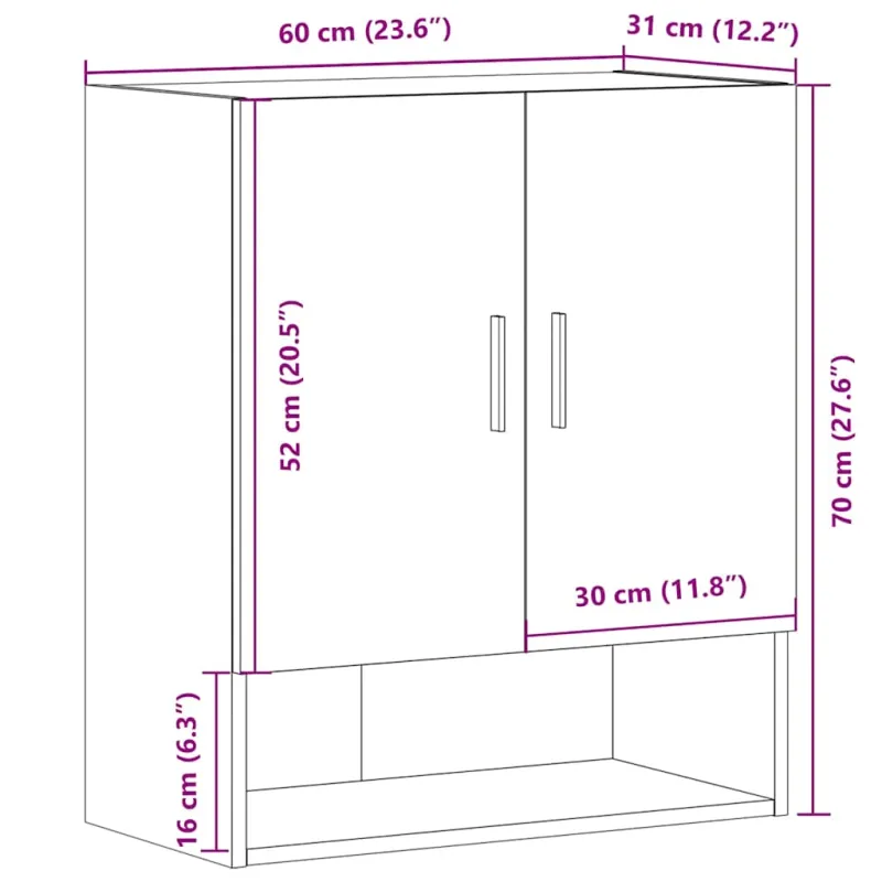 Sieninė Spinta Old Wood 60x31x70 cm Inžinierinė mediena