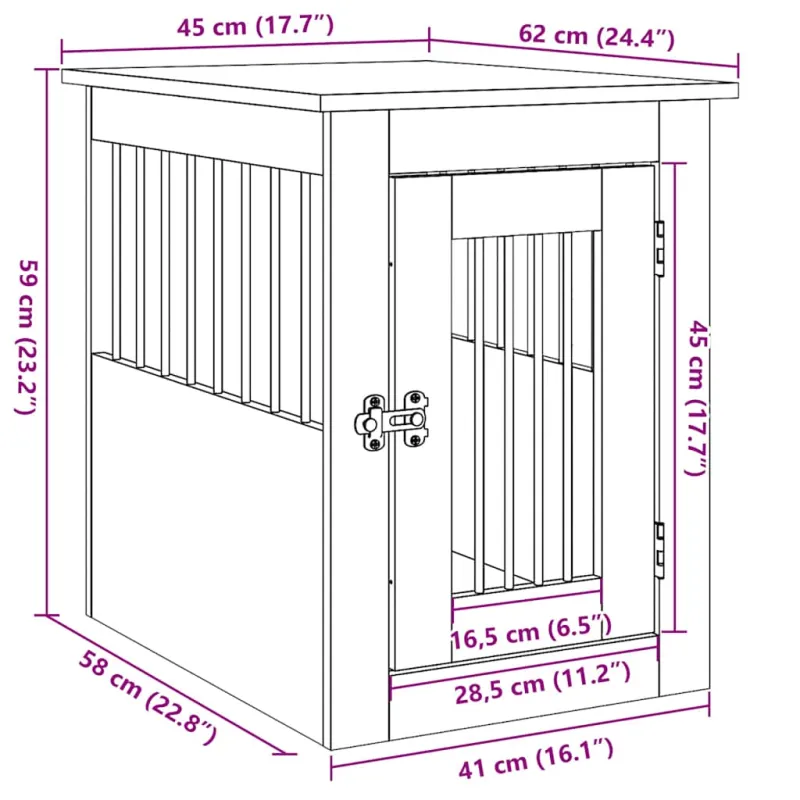 Dog Crate Baldai Senas medis 45x62x59 cm Inžinerinė mediena
