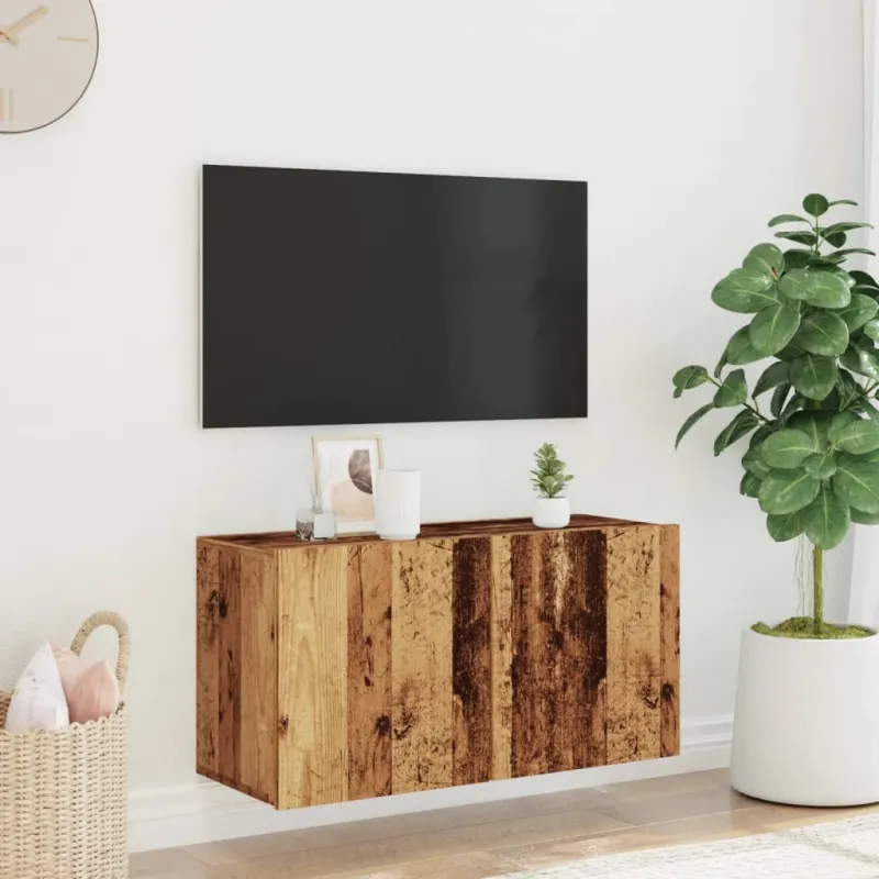 Prie sienos montuojama TV spintelė, medienos, 80x30x41cm