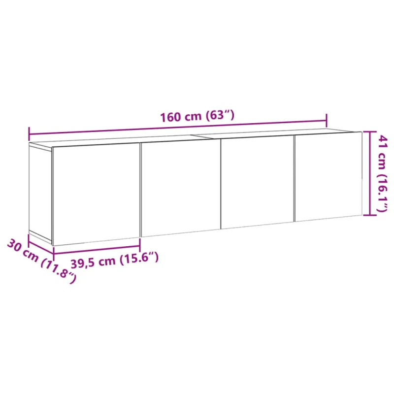 Sieninės TV spintelės, 2vnt., medienos, 80x30x41cm
