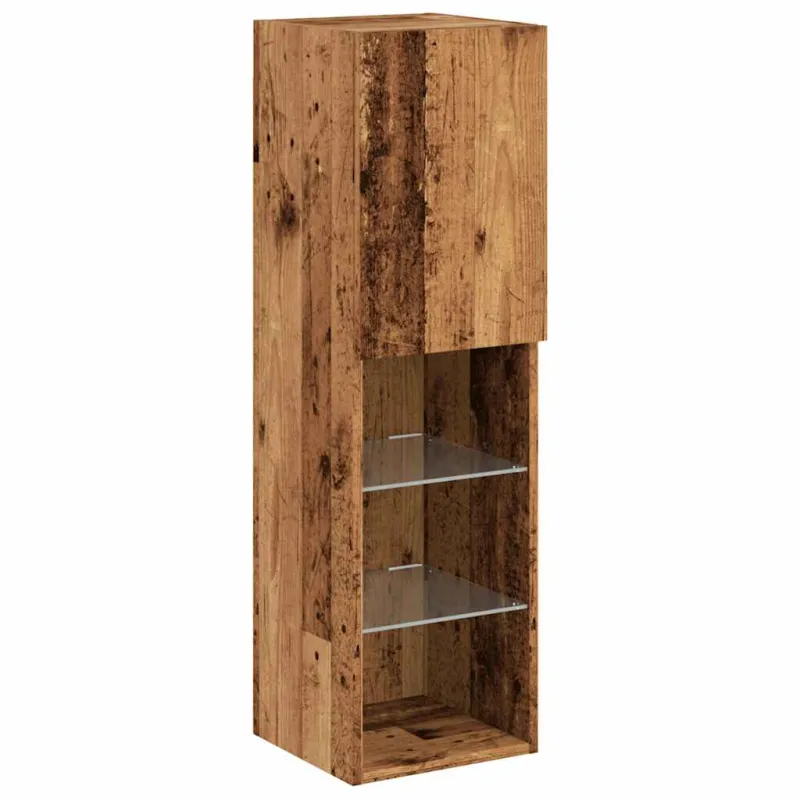 TV spintelės su LED lemputėmis, 2vnt., medienos, 30,5x30x102cm