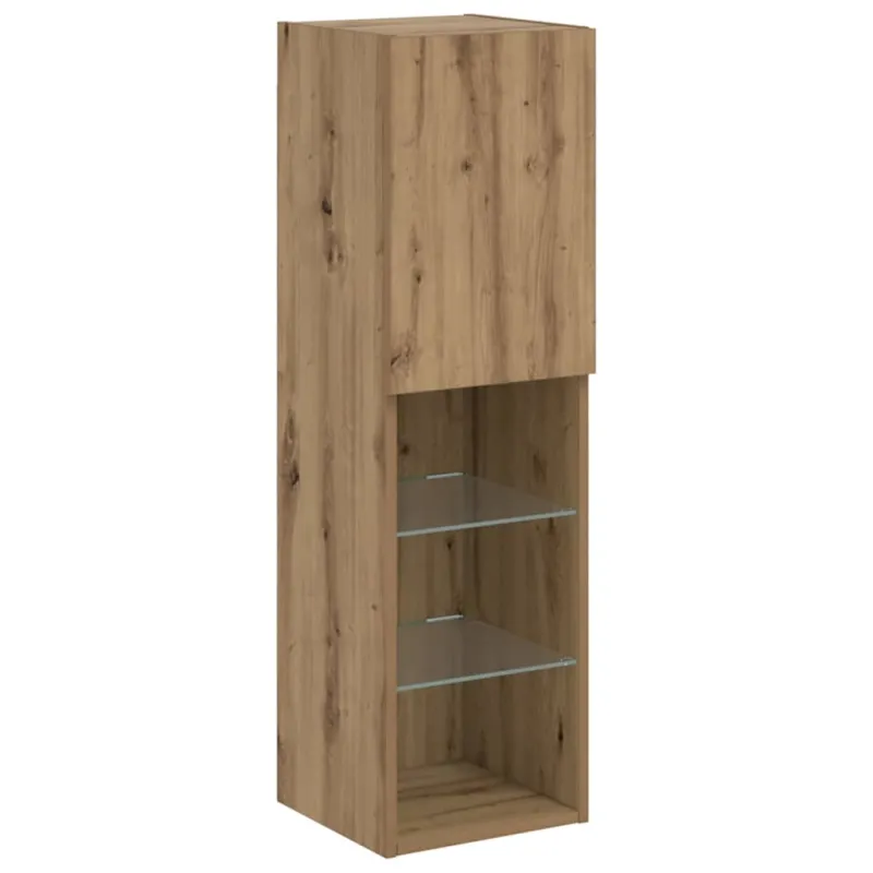 TV spintelė su LED lemputėmis, ruda ąžuolo, 30,5x30x102cm