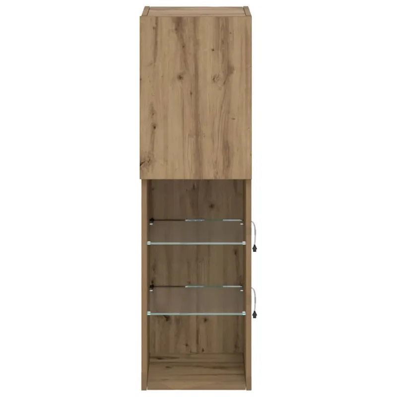 TV spintelė su LED lemputėmis, ruda ąžuolo, 30,5x30x102cm