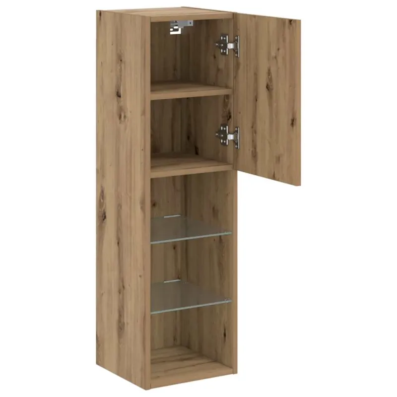 TV spintelė su LED lemputėmis, ruda ąžuolo, 30,5x30x102cm