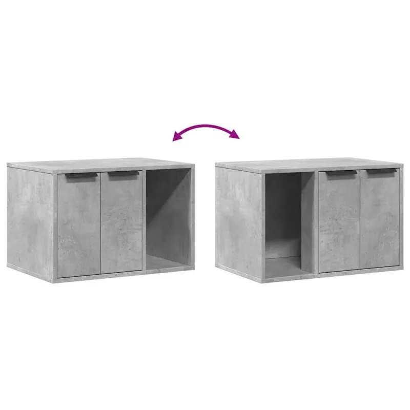 Kačių kraiko dėžės spintelė, betono pilka, 60x40x40cm, mediena