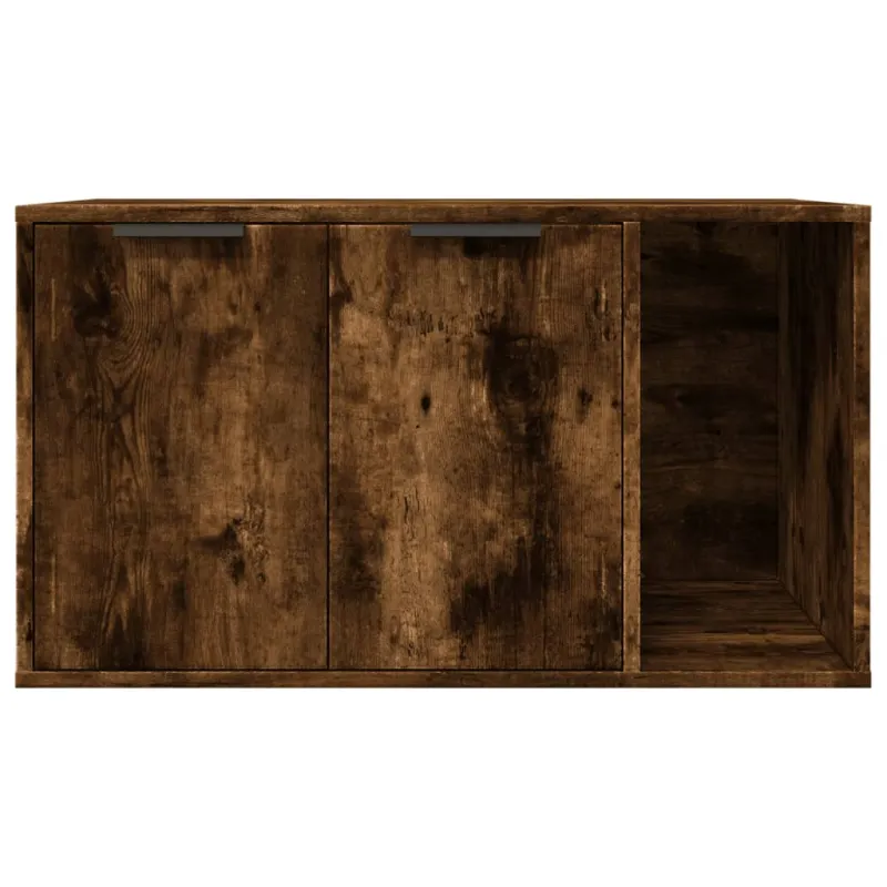 Kačių kraiko dėžės spintelė, dūminė ąžuolo, 80x50x45cm, mediena