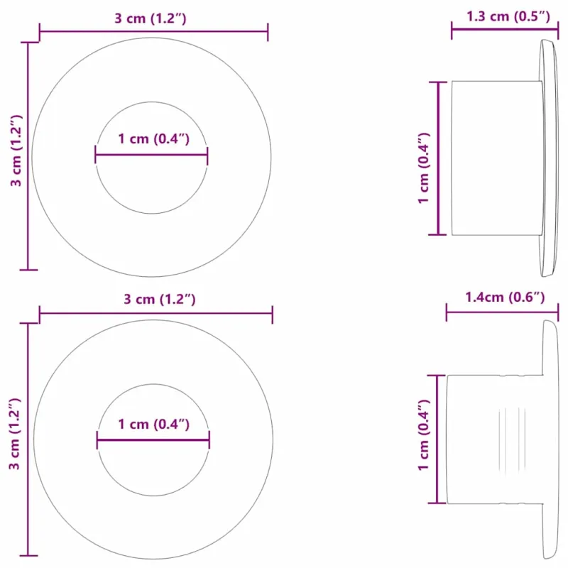 Futbolo stalo kamštukai 10 pcs Juodas 3 x 3 x 1,4 cm HIPS