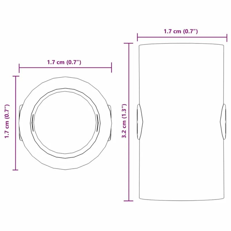 Futbolo stalo kamštukai 10 pcs Juodas 1,7 x 1,7 x 3,2 cm PP