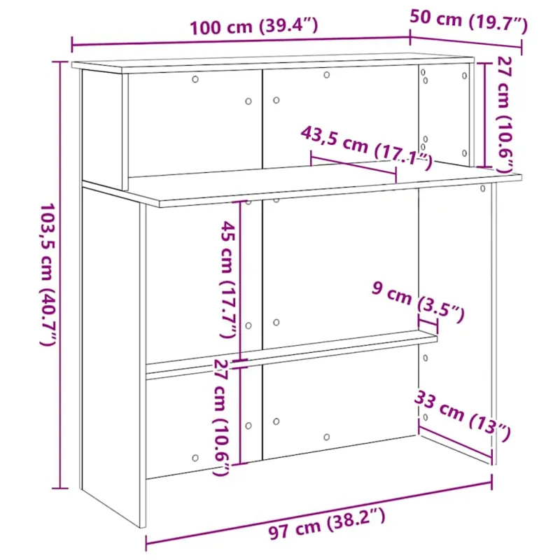 Registratūra, medienos, 100x50x103,5 cm, apdirbta mediena