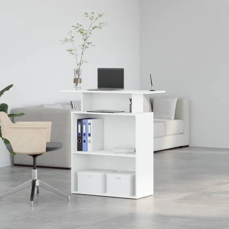 Registratūros stalas, baltas, 100x40x104 cm, inžinerinė mediena