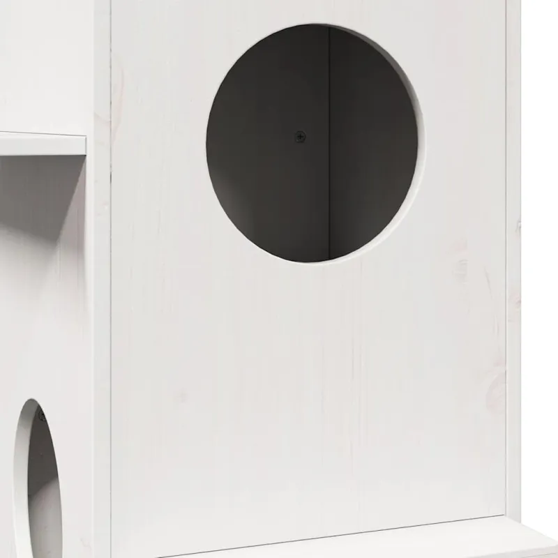 Cat House White 43x43x90 cm Pušies masyvo