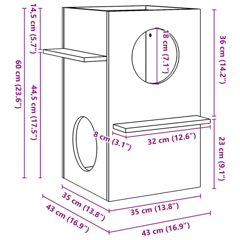 Cat House Wax Ruda 43x43x60 cm Pušies masyvo