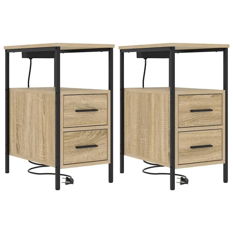 Šalia lovos spintelė 2 pcs Sonoma ąžuolas 30 x 48 x 61 cm