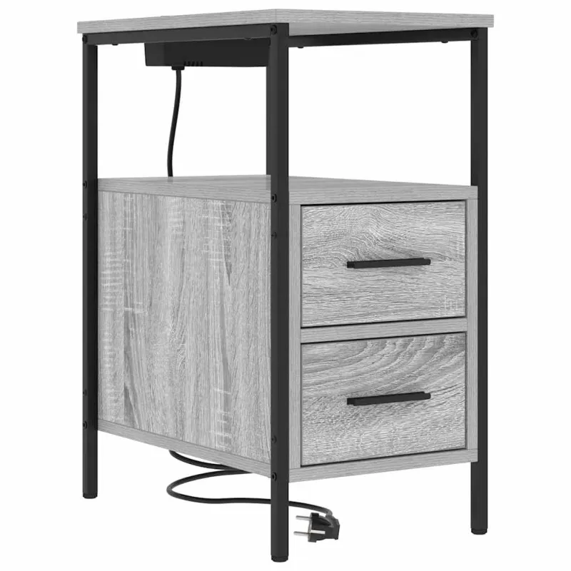 Šalia lovos spintelė 2 pcs Pilkas Sonoma 30 x 48 x 61 cm