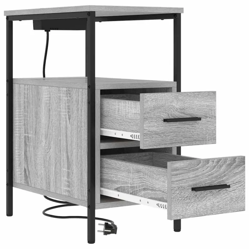 Šalia lovos spintelė 2 pcs Pilkas Sonoma 30 x 48 x 61 cm