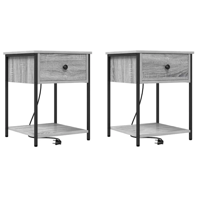 Šalia lovos spintelė 2 pcs Pilkas Sonoma 42 x 41 x 56 cm