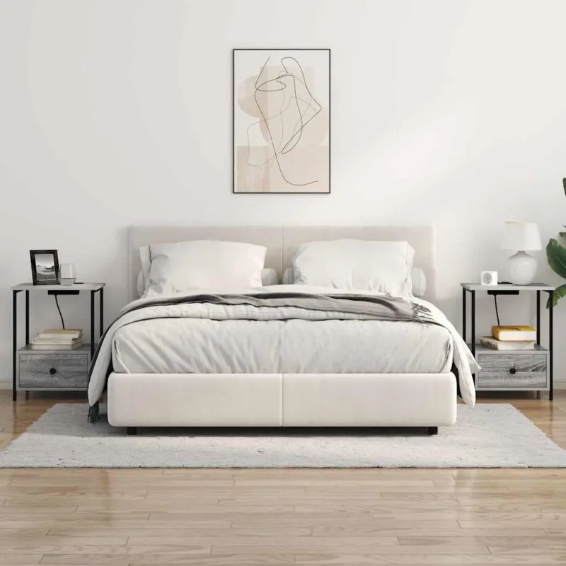 Šalia lovos spintelė 2 pcs Pilkas Sonoma 42 x 41 x 56 cm