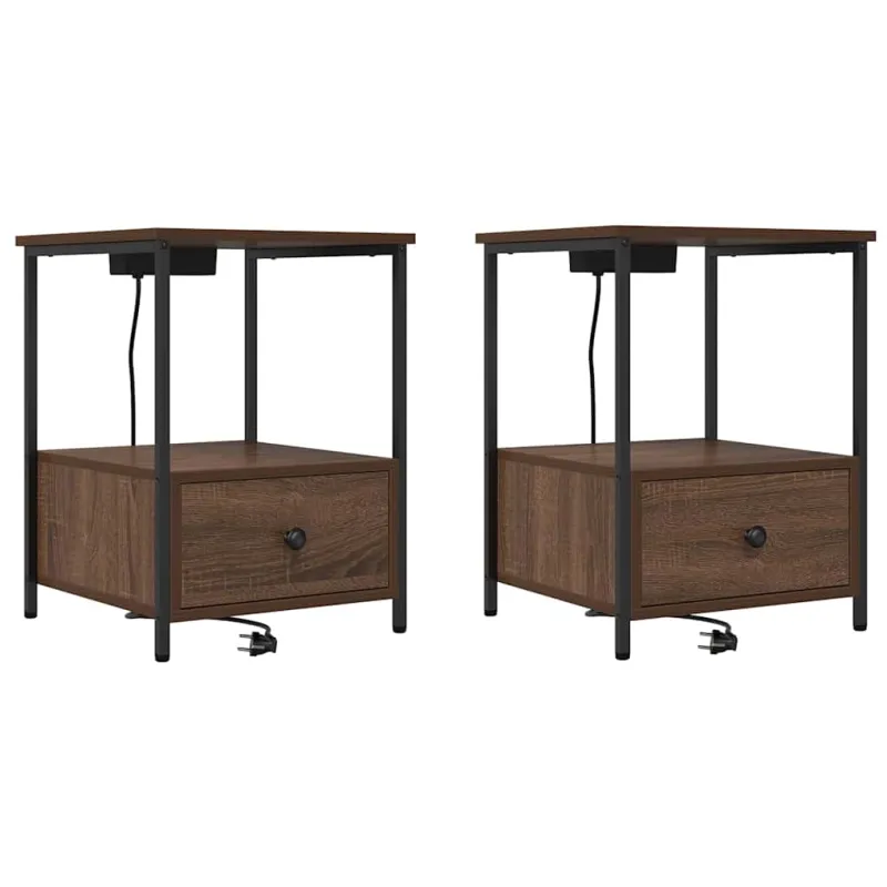 Šalia lovos spintelė 2 pcs Rudas ąžuolas 42 x 41 x 56 cm