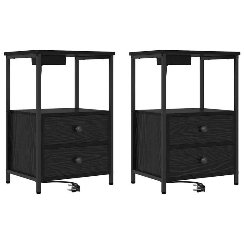Šalia lovos spintelė 2 pcs Juodas ąžuolas 40 x 31 x 60 cm