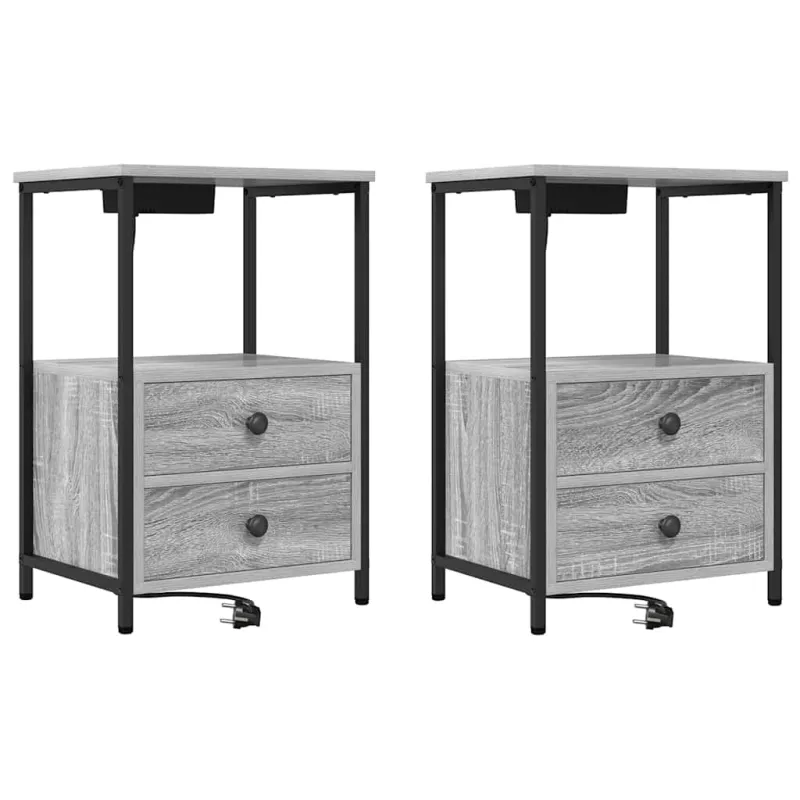 Šalia lovos spintelė 2 pcs Pilkas Sonoma 40 x 31 x 60 cm