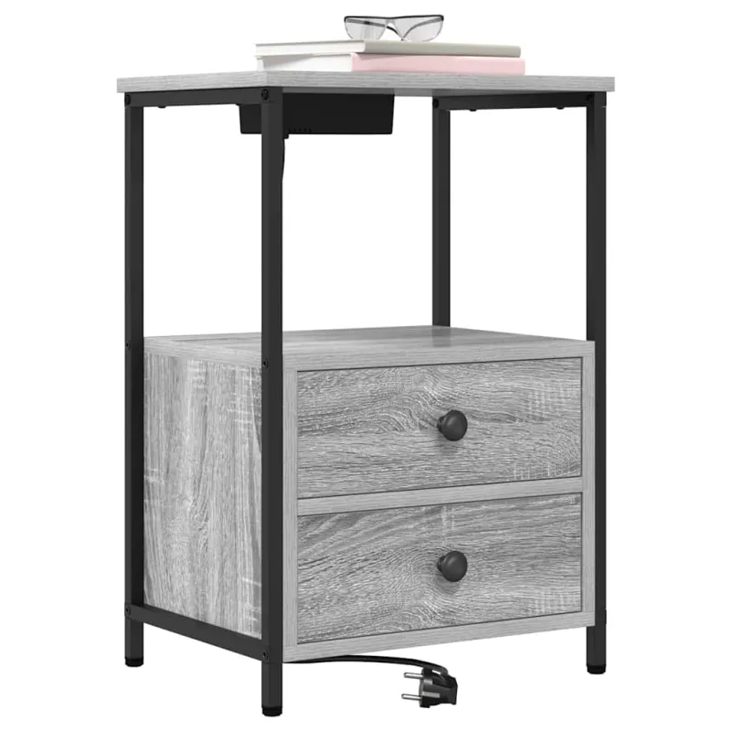 Šalia lovos spintelė 2 pcs Pilkas Sonoma 40 x 31 x 60 cm