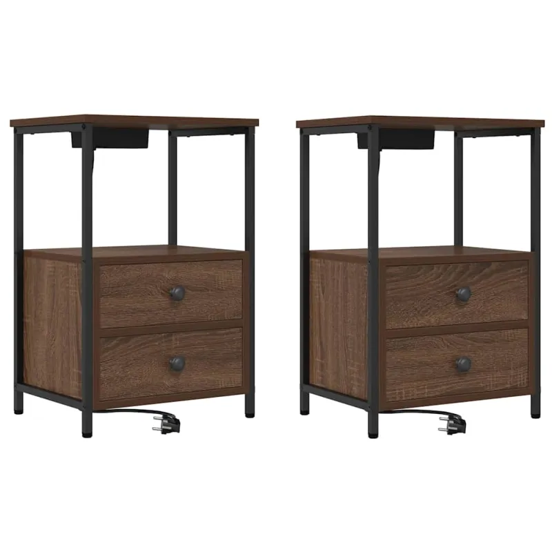 Šalia lovos spintelė 2 pcs Rudas ąžuolas 40 x 31 x 60 cm