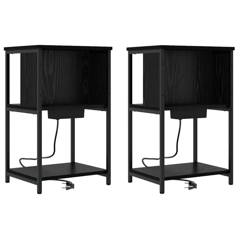 Šalia lovos spintelė 2 pcs Juodas ąžuolas 38 x 31 x 61 cm