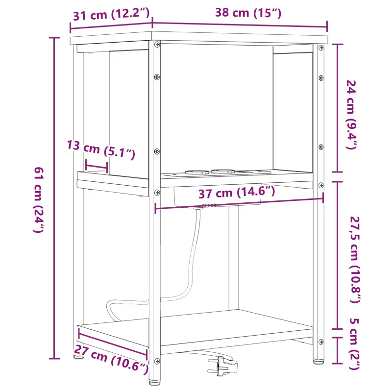 Šalia lovos spintelė 2 pcs Sonoma ąžuolas 38 x 31 x 61 cm