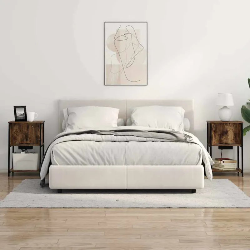 Šalia lovos spintelė 2 pcs Rūkyta ąžuolas 38 x 31 x 61 cm