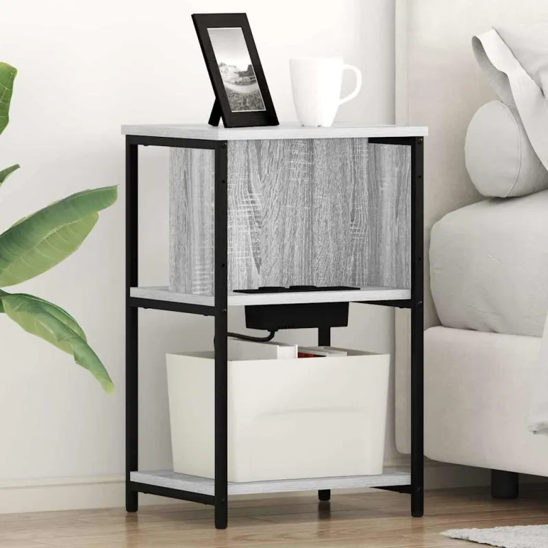 Šalia lovos spintelė 2 pcs Pilkas Sonoma 38 x 31 x 61 cm