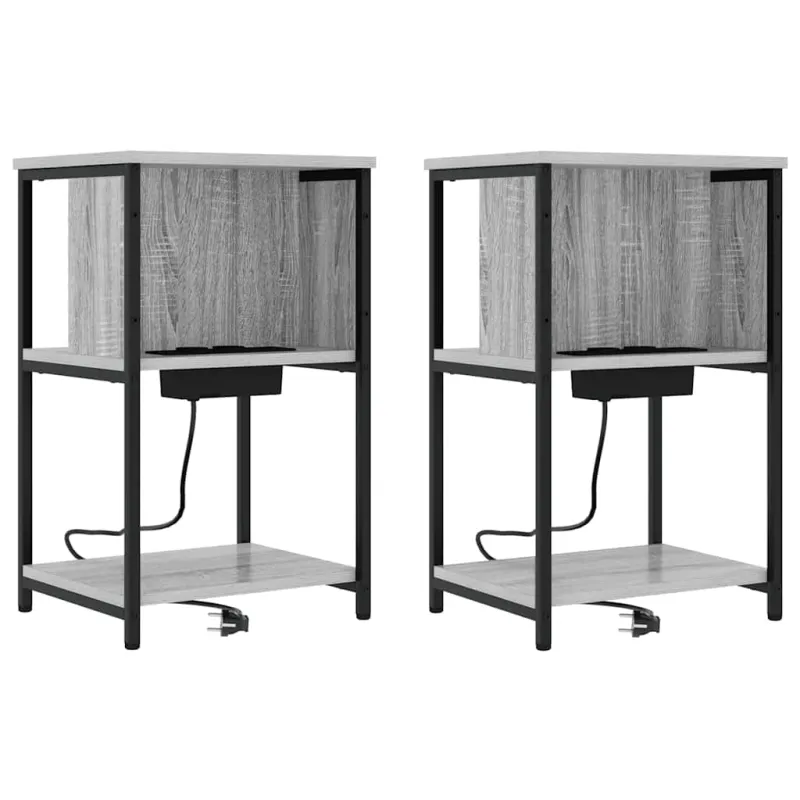 Šalia lovos spintelė 2 pcs Pilkas Sonoma 38 x 31 x 61 cm
