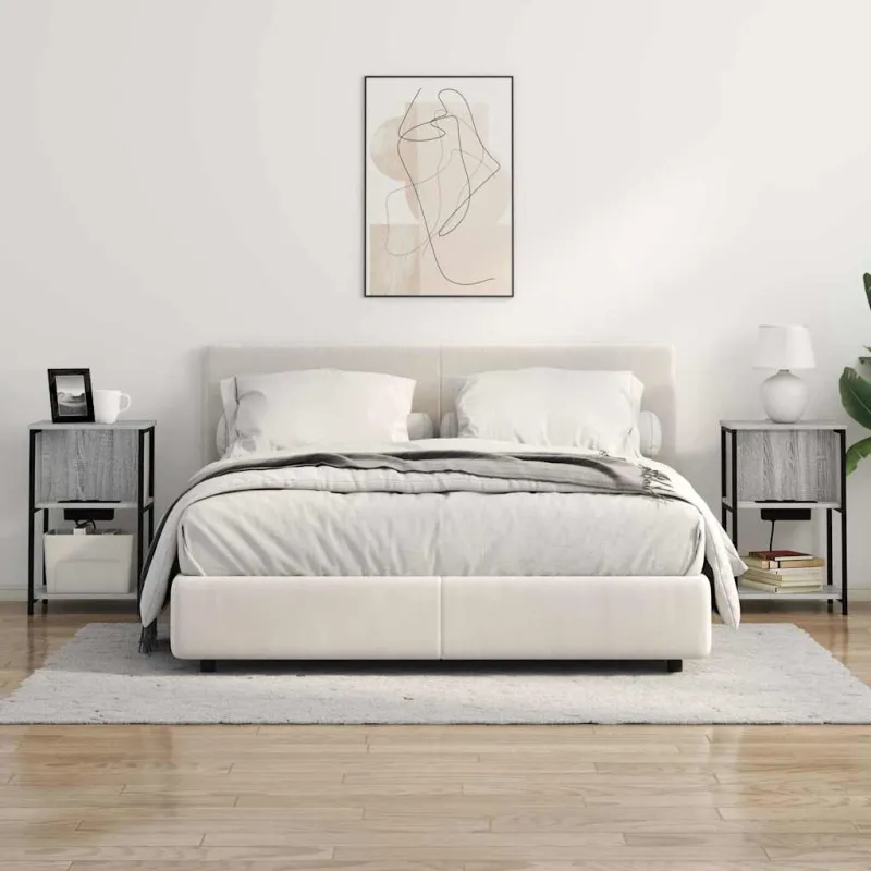 Šalia lovos spintelė 2 pcs Pilkas Sonoma 38 x 31 x 61 cm