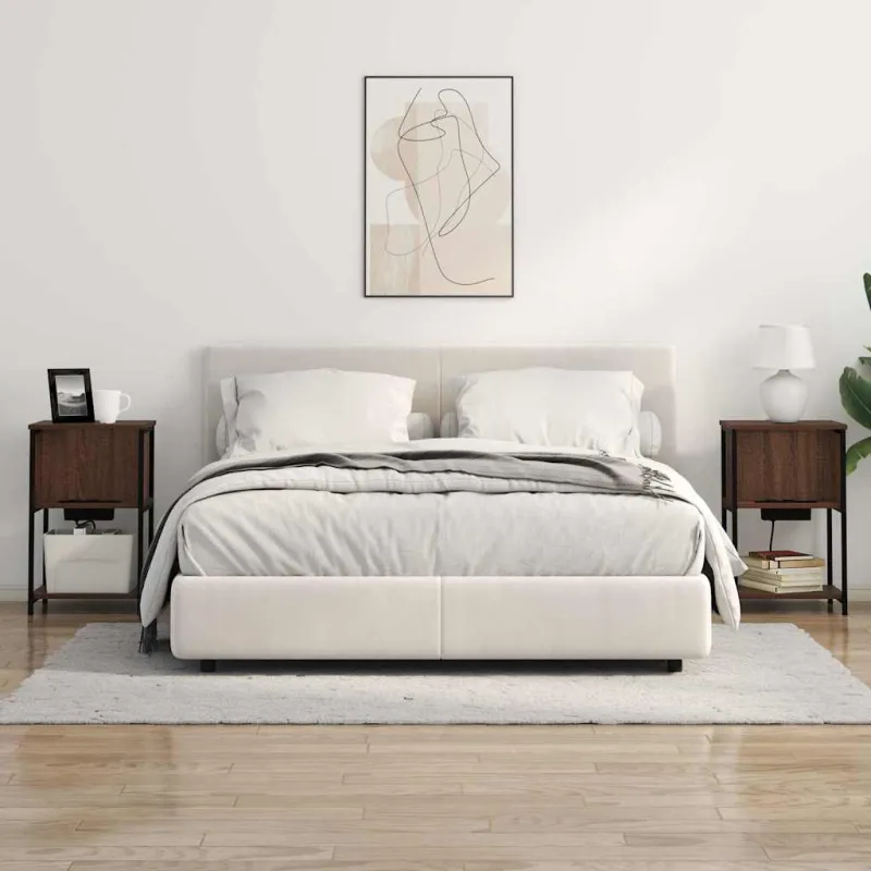 Šalia lovos spintelė 2 pcs Rudas ąžuolas 38 x 31 x 61 cm