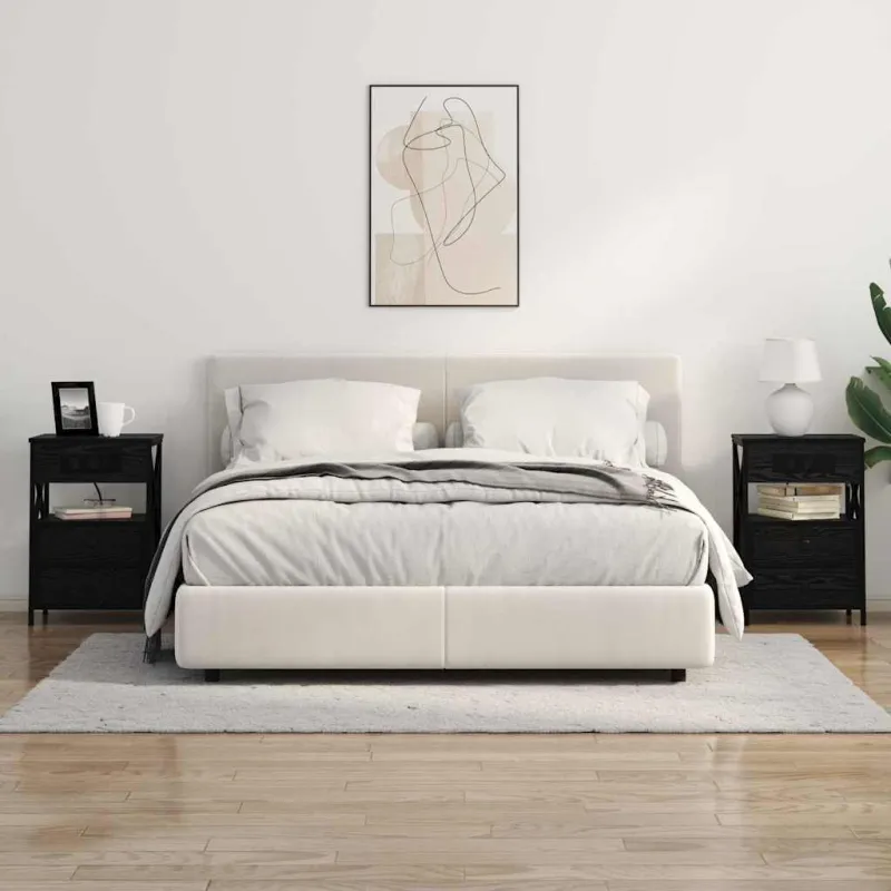 Šalia lovos spintelė 2 pcs Juodas ąžuolas 40 x 31 x 60 cm