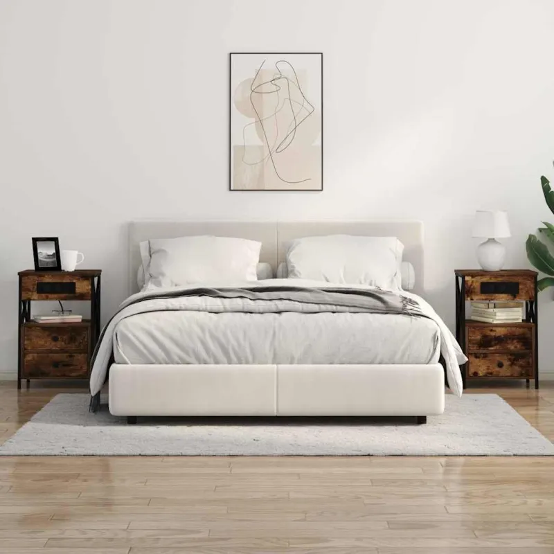Šalia lovos spintelė 2 pcs Rūkyta ąžuolas 40 x 31 x 60 cm