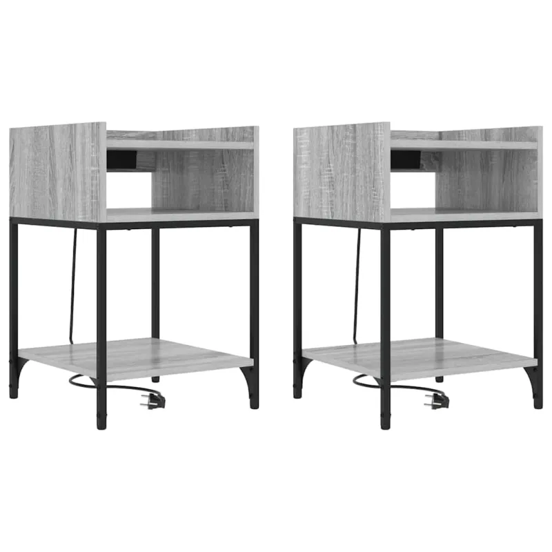 Šalia lovos spintelė 2 pcs Pilkas Sonoma 40 x 40 x 61 cm