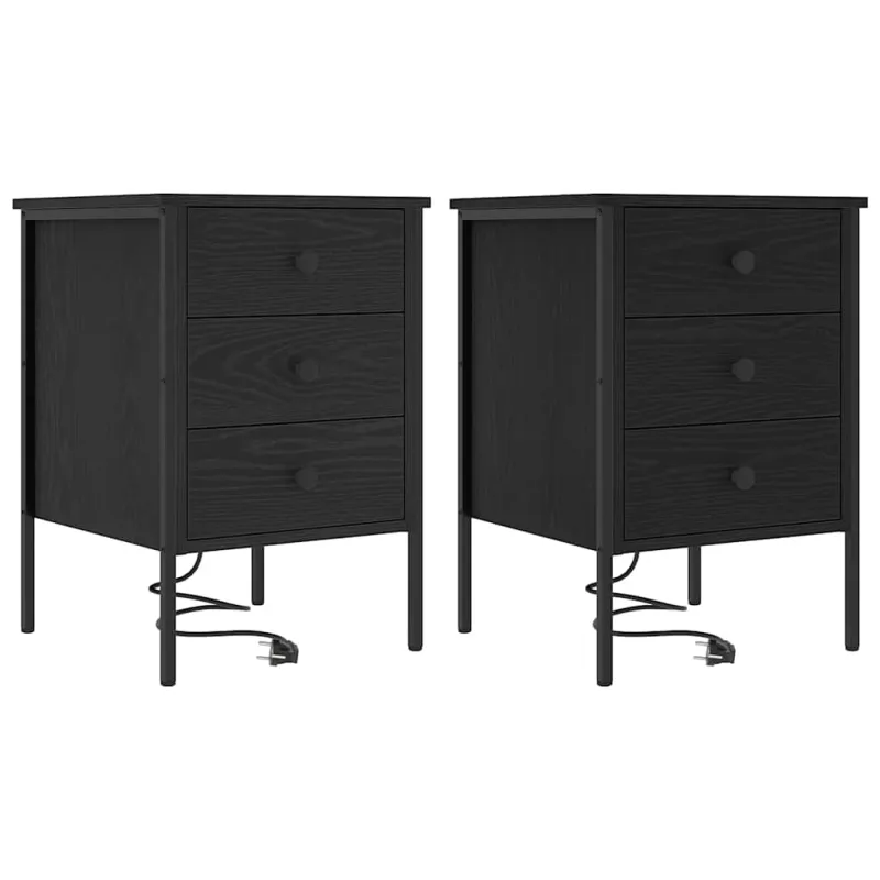 Šalia lovos spintelė 2 pcs Juodas ąžuolas 42 x 41 x 61 cm