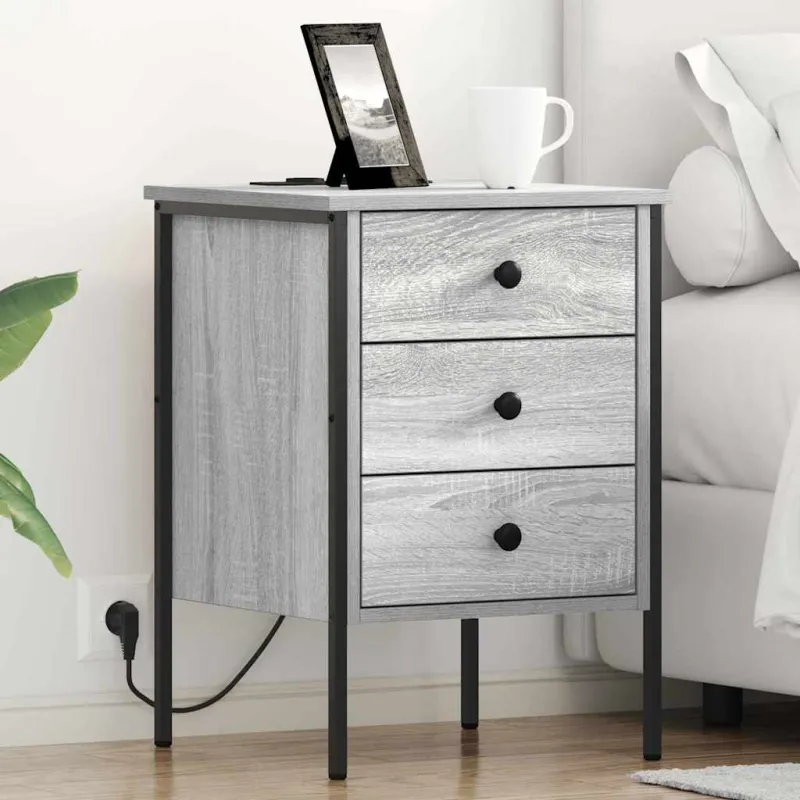 Šalia lovos spintelė 2 pcs Pilkas Sonoma 42 x 41 x 61 cm