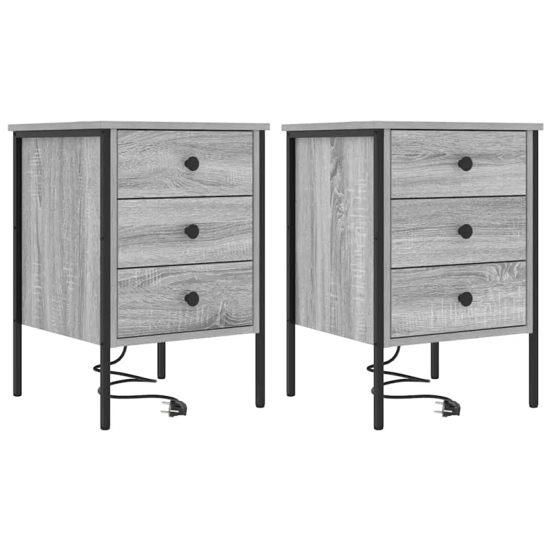 Šalia lovos spintelė 2 pcs Pilkas Sonoma 42 x 41 x 61 cm