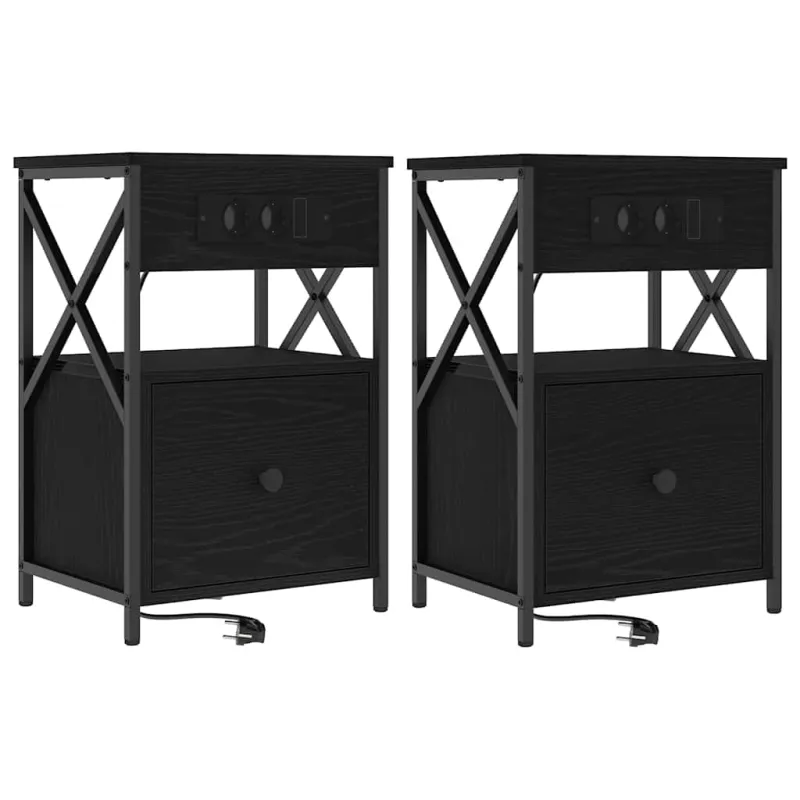 Šalia lovos spintelė 2 pcs Juodas ąžuolas 40 x 31 x 60 cm