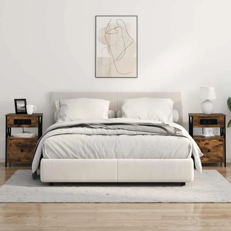 Šalia lovos spintelė 2 pcs Rūkyta ąžuolas 40 x 31 x 60 cm