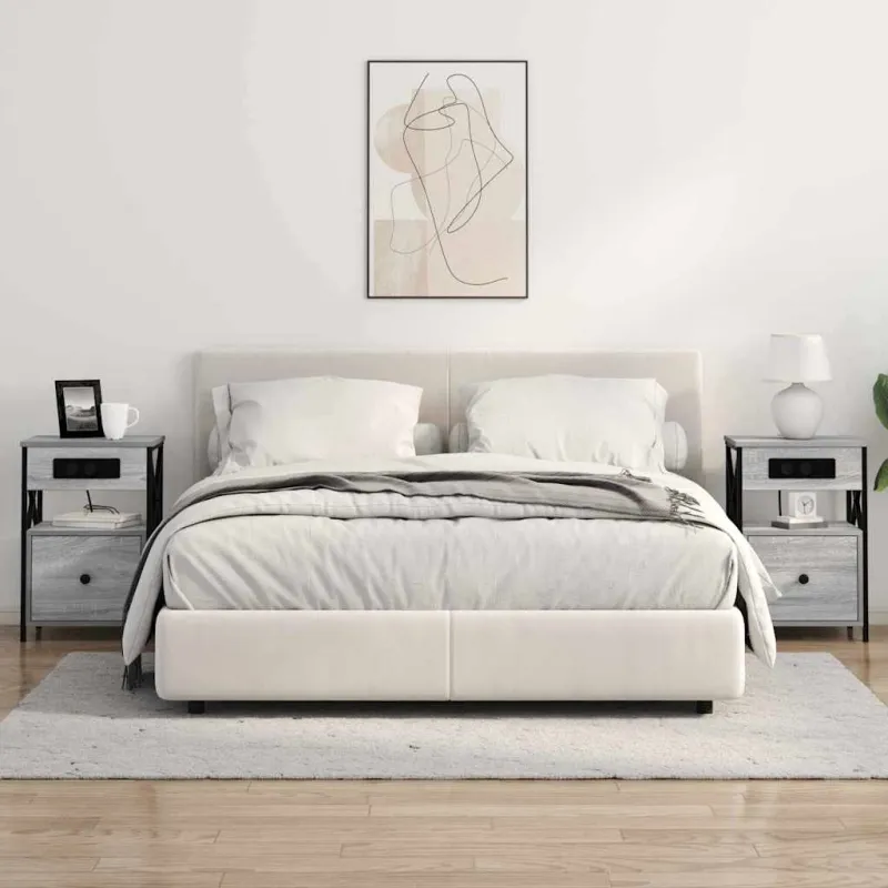 Šalia lovos spintelė 2 pcs Pilkas Sonoma 40 x 31 x 60 cm