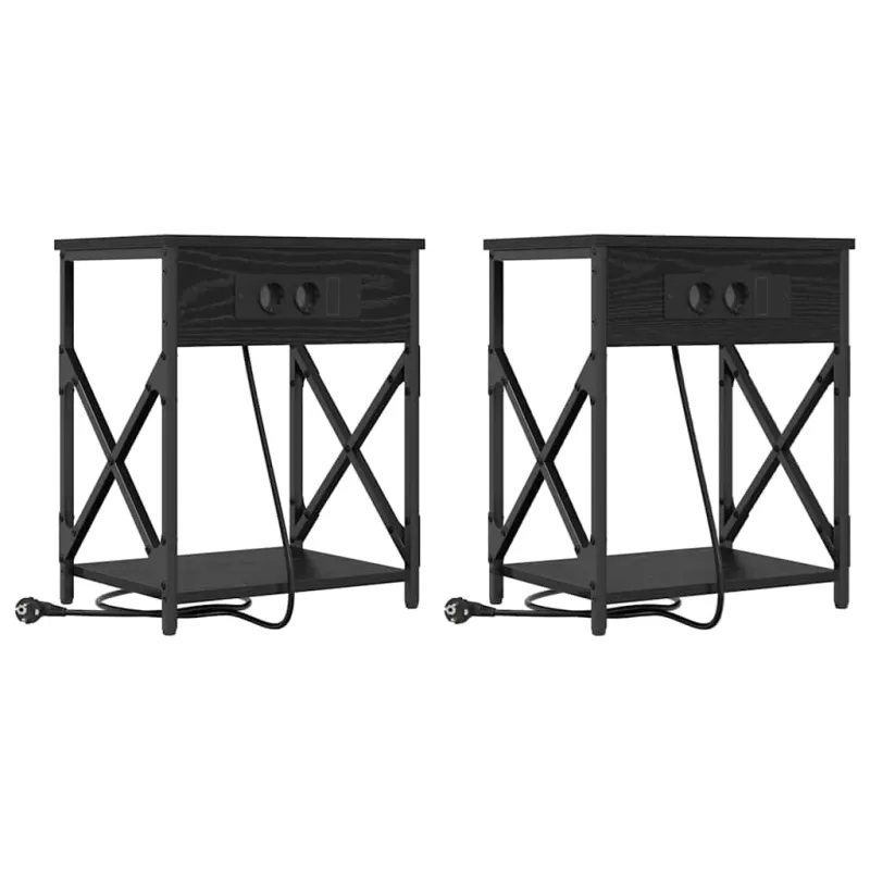 Šalia lovos spintelė 2 pcs Juodas ąžuolas 41 x 31 x 51 cm