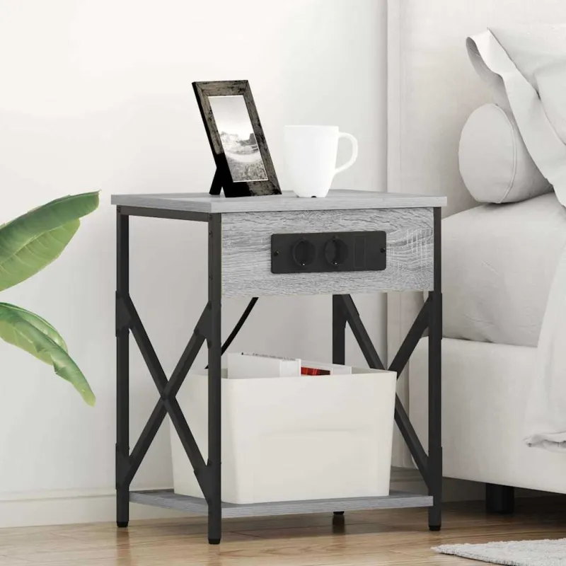Šalia lovos spintelė 2 pcs Pilkas Sonoma 41 x 31 x 51 cm