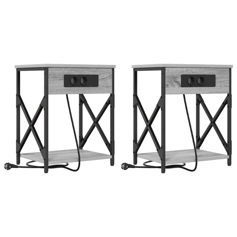 Šalia lovos spintelė 2 pcs Pilkas Sonoma 41 x 31 x 51 cm