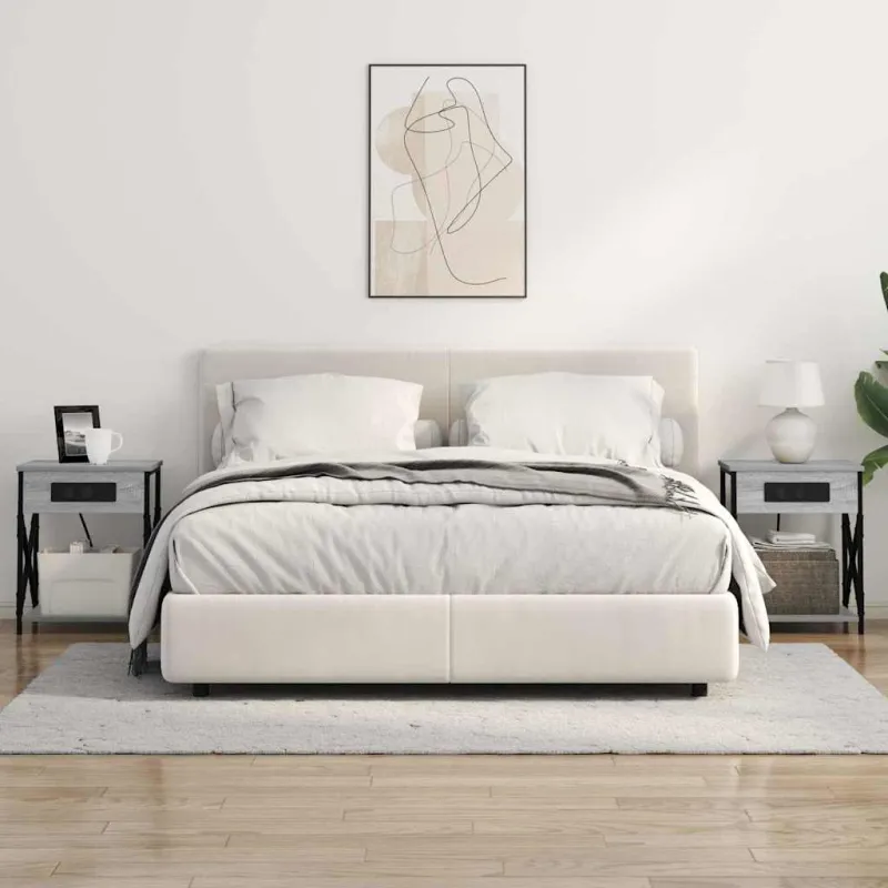 Šalia lovos spintelė 2 pcs Pilkas Sonoma 41 x 31 x 51 cm