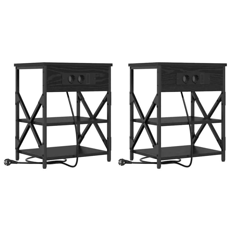 Šalia lovos spintelė 2 pcs Juodas ąžuolas 41 x 31 x 51 cm